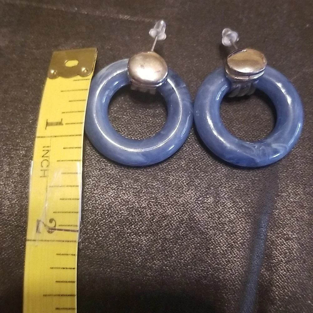 Vintage Blue Marble Look Earrings